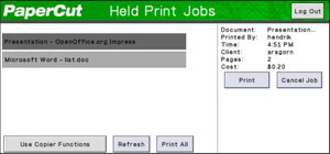Display print jobs